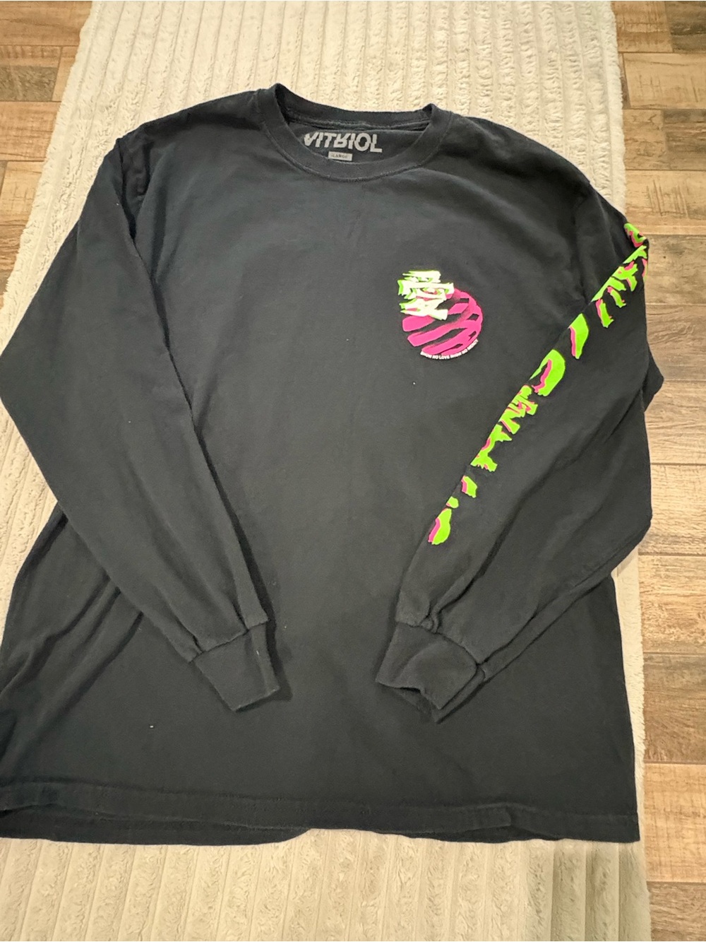 Vitiol Black Long Sleeve Graphic Tee - Neon Accent